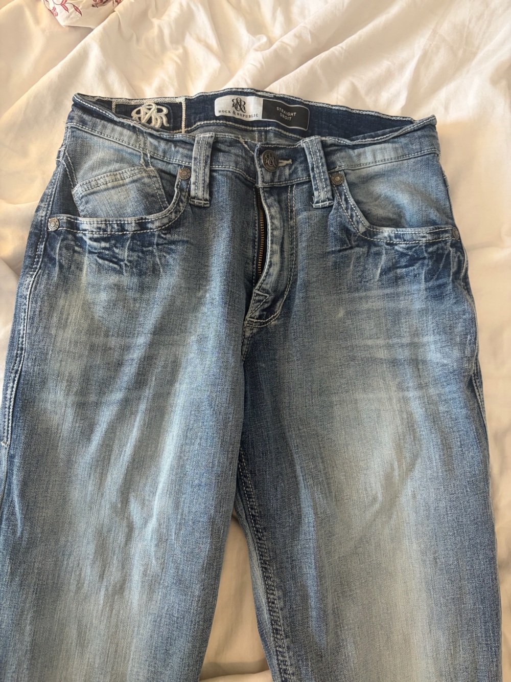 Rock Republic mid wash Mid Rise Straight Leg Jeans